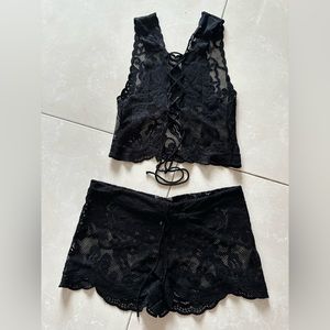 Rat & Boa black knit short/top set